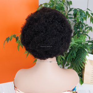 Perruque afro crépue de 8 pouces en gros, perruque en dentelle complète, cheveux afro crépus bouclés en vrac, 100% cheveux humains, couleur naturelle, perruques bouclées douces - Product Image 3