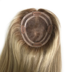 Topper de <span class=keywords><strong>cheveux</strong></span> humains russes de haute qualité, 5.5*6.6, en dentelle suisse, brun cendré balayage, densité 130%, mélange naturel avec vos propres <span class=keywords><strong>cheveux</strong></span> - Product Image 4