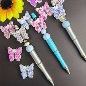 ชาร์มปากกาพิมพ์ลาย UV แบบกำหนดเอง ขายดี ชาร์มลูกปัดซิลิโคนลายการ์ตูนผีเสื้อ PVC - Product Image 4