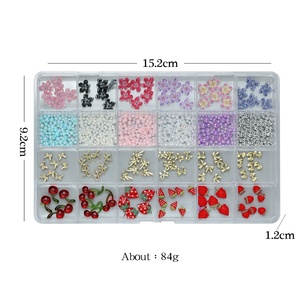 24 Rejillas de Accesorios para Decoración de Uñas DIY: Diseños Franceses Mixtos, Lazos, Perlas, <span class=keywords><strong>Flores</strong></span> y Pedrería de Resina Colorida - Product Image 2