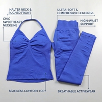 Ensemble de Yoga sans couture pour femmes pour Impact Leggings Scrunch Bum Gym Legging rembourré débardeur tenues d'entraînement vêtements de sport solides XS froncé