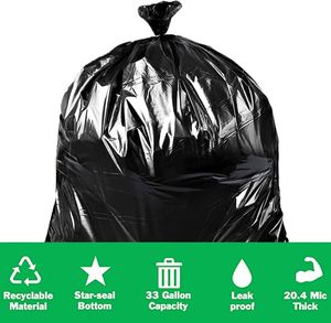 55 95 100 Gallon Large Black Heavy Duty 3 Mil HDPE Side Gusset Disposable Trash <b>Bags</b> Heat Seal for Contractor Industrial Lawn - Product Image 2