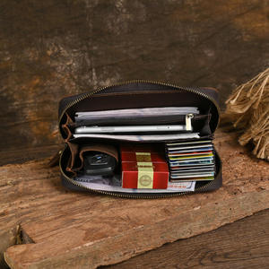 Pochette en cuir Andong pour homme, portefeuille long grande capacité en cuir de vache véritable, sacoche de téléphone en cuir Crazy Horse, tendance - Product Image 5