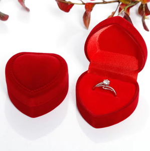 Boîte à bague en velours avec cœur en relief rose romantique, 3 couleurs, pour fiançailles, anniversaire, mariage, cadeau - Product Image 5