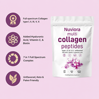 Poudre de peptides de collagène multi-sources nourris à l'herbe, sans OGM, avec biotine, vitamine C et acide hyaluronique pour la peau, antioxydant, pour femmes enceintes
