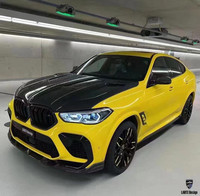 Para BMW X6M G06 F96 Kit de carrocería Actualización de fibra de carbono Estilo LD Alerón delantero Difusor Capó Falda lateral con malla central-Nuevo