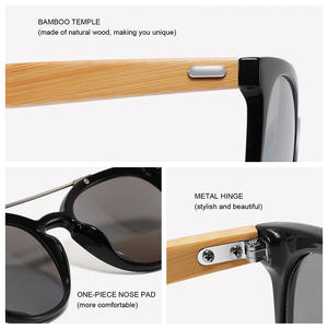 Nouvelles lunettes de soleil en bois de bambou de style européen pour hommes, monture ovale noire, protection UV400, verres PC, protection solaire pour la conduite - Product Image 5