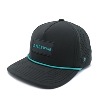 Gorra Deportiva de Golf Unisex Personalizada de 5 Paneles, Parche de PVC de Alta Calidad, Transpirable, Impermeable, con Patrón Impreso y Orificios Cortados con Láser