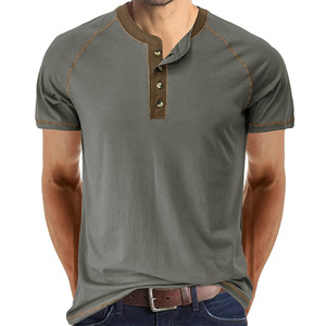 夏用半袖メンズTシャツ カジュアル パッチワーク カスタムTシャツ メンズ向け - Product Image 1