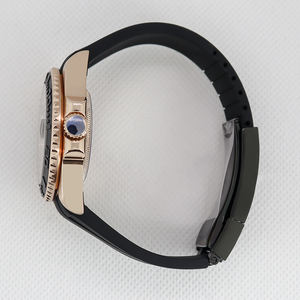 Orologi Automatici Cronografo da Uomo alla Moda con Cassa da 40mm, Cinturino in Silicone Regolabile e Quadrante <span class=keywords><strong>Oro</strong></span> Rosa - Product Image 4