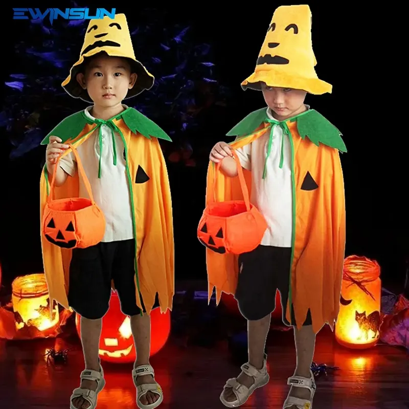 New Halloween Pumpkin Cloak Children party clothing Masquerade Cosplay parent child Suit Pumpkin Costume