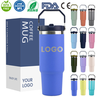 Vaso Térmico Personalizado de Acero Inoxidable de 30 Oz al por Mayor, Libre de BPA, con Asa y Pajita, para Café y Viajes