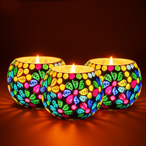 Handcrafted Multi Flower Mosaic Glass Jar Soy Wax Scented <b>Candle</b> Premium Home Fragrance <b>Candle</b> for Festive Decor <b>Gifts</b> Wholesale - Product Image 2