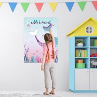 Épingle la queue sur le jeu de fête de sirène avec 24 queues PCS pour anniversaire d'enfants filles