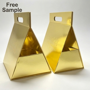 Fancy Handle Premium Custom Glossy <b>Square</b> Folding Eco-Friendly Gift Box Gold Metallic Embossed Brand Logo Cosmetic Sponge - Product Image 1
