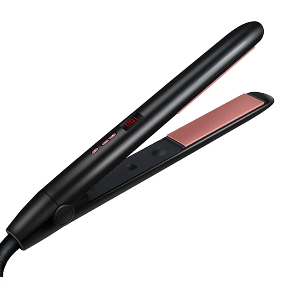 Curly and straight hair clip with tourmaline pottery professional nano titanium flat iron hair straightener