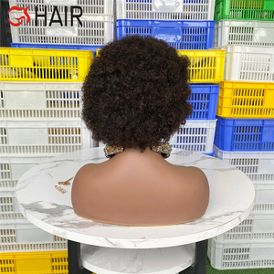 Perruque crépus au carré pour femmes noires, postiche de cheveux humains bouclés, coupe Pixie, <span class=keywords><strong>Afro</strong></span>, raie naturelle - Product Image 5
