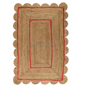 Tapis en jute de couleur naturelle et verte, formes rectangulaires, bon marché, pour l'ameublement de la maison - Product Image 3