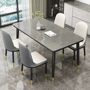 Quality Assurance Rectangle Marble Metal Dining <strong>Table</strong> Set 4 Chairs Sintered <strong>Stone</strong> <strong>Top</strong> Dining Set Modern Dining <strong>Table</strong> - Product Image 4