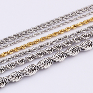 Cuerda de platino a granel 18k chapado en oro de acero inoxidable <span class=keywords><strong>cadena</strong></span> de enlace a granel dubai plana top rollo de joyas Collar para hombres cadenas retorcidas - Product Image 1