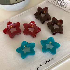 Pince à cheveux de luxe en acrylique pour femme, motif griffe de requin, pentagramme, grande étoile, accessoires capillaires - Product Image 1