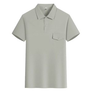 Camisa Polo de Color Sólido, Manga Corta, Ropa de Trabajo, Fibra de Poliéster, Color Caqui, Uso Diario - Product Image 4