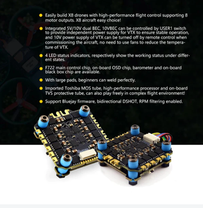 SoloGood F722 Stack ICM42688P F722 Contrôleur de vol BLHELI_S 60A 4-en-1 ESC 30.5X30.5mm 2-6S pour pièces de drones ZLD - Product Image 5
