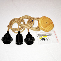 Suspension en corde de jute avec support de lampe E27 en bakélite, kit de fixation pour éclairage de plafond, support de câble et douille de lampe