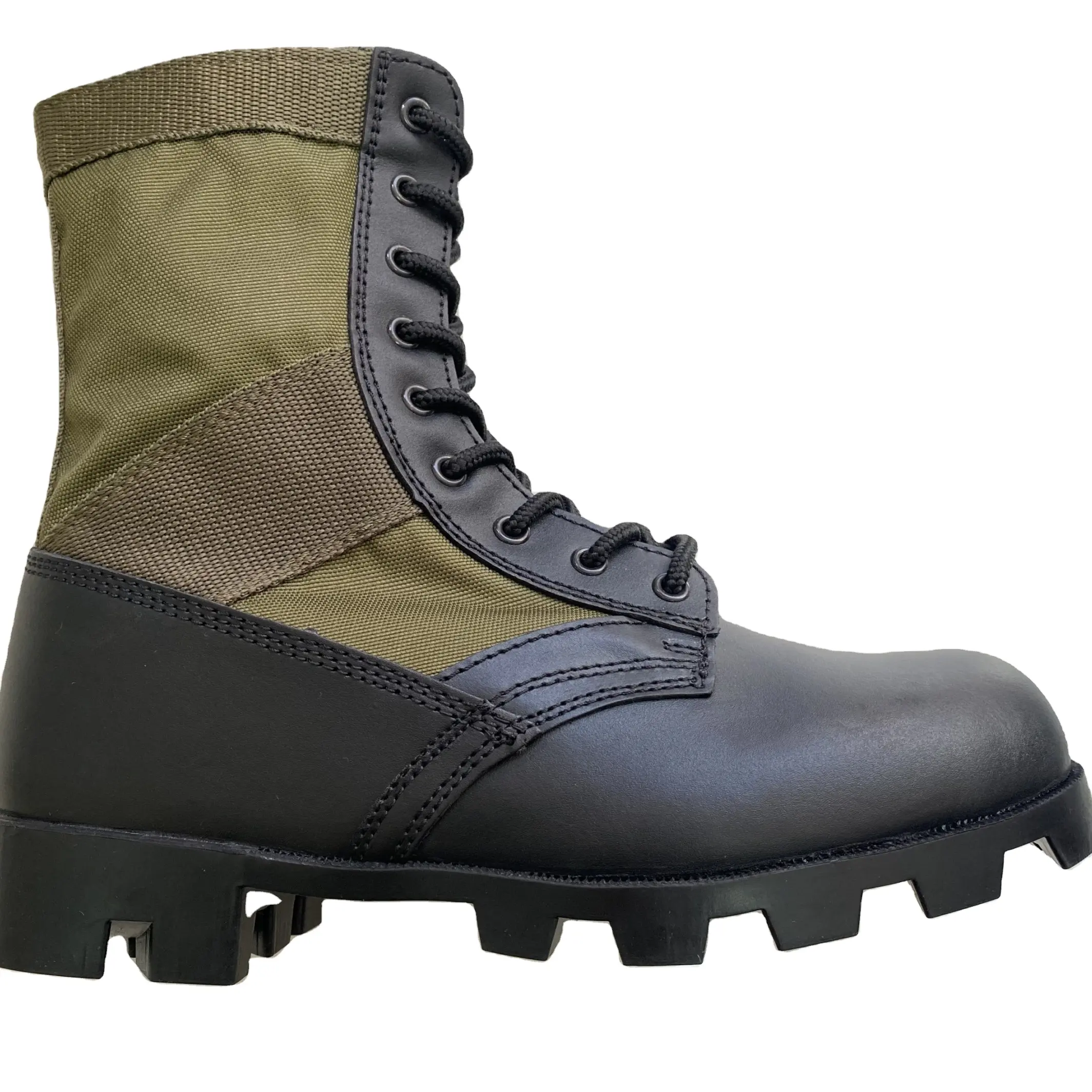 strong quality genuine leather with Double pu coated oxford fabric upper work boots