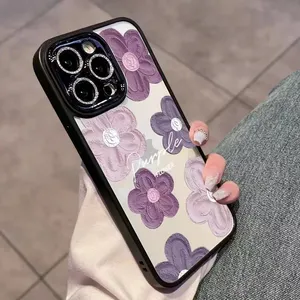 Custodia per telefono di lusso personalizzata <span class=keywords><strong>viola</strong></span> con pittura a olio floreale e protezione per l'obiettivo per <span class=keywords><strong>iPhone</strong></span> 17 16 15 14 <span class=keywords><strong>13</strong></span> 12 11 <span class=keywords><strong>Pro</strong></span> Max - Product Image 6