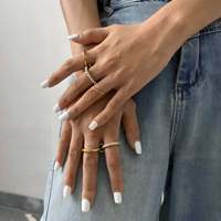Ensemble de bagues superposées pour femmes, bicolore or et argent, multi-bandes entrelacées, bijoux statement en acier inoxydable, vente en gros
