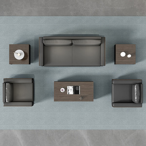 Conjunto de Sofás de Oficina con Reposabrazos de Madera, Cuero PU, Estructura de Madera Sólida, Duradero, Uso Comercial, Muebles para Recepción y Salas de Reuniones - Product Image 5