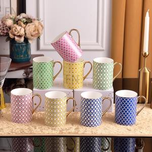 Ensemble de tasse à café et de soucoupe en céramique moderne et durable, 350 ml, pour le thé de l'après-midi, les anniversaires de mariage et les anniversaires - Product Image 1