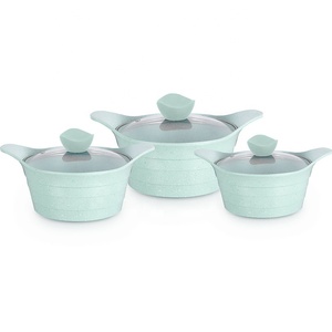 Olla antiadherente de aluminio fundido a presión, 6 unidades, color verde - Product Image 1