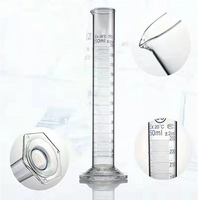 Tabung pengukur dasar heksagonal kaca, gunakan 10ml 25ml 50ml 100ml 250ml 500ml 1000ml 2000ml Ukuran