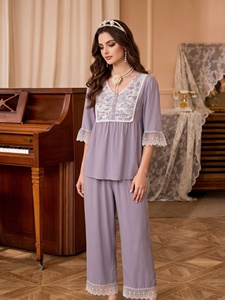Vestido de Noite Vintage Estampado Solto e Modesto para Mulheres - Roupa de Casa - Product Image 1