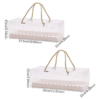 Boîtes à gâteaux en plastique avec poignée en corde dorée, plateaux à gâteaux pliables transparents pour boîtes à rouleaux, emballage alimentaire pour pâtisserie, desserts, biscuits
