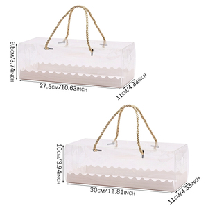 Boîtes à gâteaux en plastique avec poignée en corde dorée et plateaux à gâteaux, boîte à gâteau roulé, boîte à gâteau transparente pour l'emballage de pâtisseries, desserts, biscuits - Product Image 2