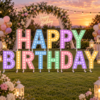 Lettres et chiffres néon lumineux pour joyeux anniversaire, 3ft 4ft, RGB, décoration de fête d'anniversaire