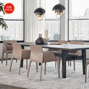 كرسي طعام مانهاتن من الجلد مع مسند للذراعين، مناسب للاستخدام في متعدد الأماكن، أثاث لغرفة الطعام - Product Image 4