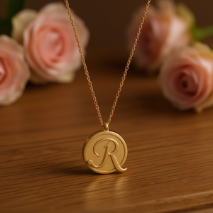 ZiZi – collier avec pendentif lettre R, en acier inoxydable plaqué or, bijoux fins minimalistes pour femmes - Product Image 2