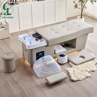 Lit de massage en cuir Jincheng avec lampe pour salon de coiffure et institut de beauté, design moderne, spa capillaire, massage thaïlandais