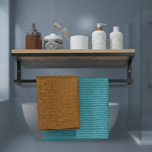 Wall Mounted <b>Bathroom</b> Shelf <b>Bathroom</b> <b>Storage</b> Rack <b>Bathroom</b> <b>Towel</b> Holder Metal <b>Bathroom</b> Shelf Wooden <b>Bathroom</b> Shelf - Product Image 4