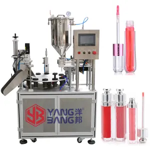 YB-MZ1 automatische viskose Flüssigkeit 5ml Tube Lip gloss Mascara Paste Füll maschine mit Druck heizung Mischt ank