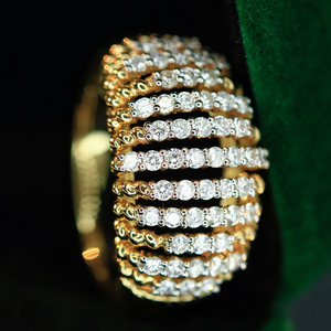 Aazuo – bijoux de luxe en or jaune massif 18 carats, diamants naturels taille brillant, 12.8MM, bague à grandes lignes, cadeau haut de gamme pour femme - Product Image 2