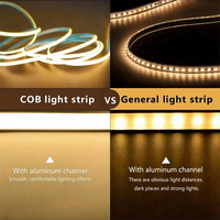 Bande LED COB USB Direct 5V CRI90 Blanc Chaud IP20 Cuivre 5M 50000H Lumière Décorative pour Meuble TV et Miroir RoHS