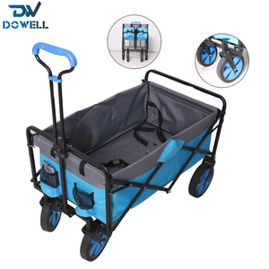 Remorque utilitaire pliable d'extérieur, poussette pour enfants, chariot à quatre roues, camping en bord de mer, chariot à main pliable en plastique et tissu, OEM - Product Image 1