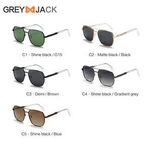 Gafas de sol polarizadas Greyjack para hombre, montura de metal negro, UV400, antideslumbrantes, para conducir al aire libre, gafas de moda con bisagras de resorte - Product Image 4