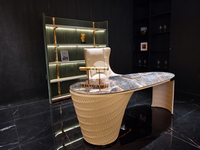 Bureau de direction de luxe moderne en marbre naturel, ensemble de mobilier de bureau de luxe avec chaise de bureau de luxe, vente en gros pour projets hôteliers