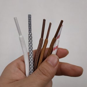 Black <strong>Brown</strong> Round Rope Polyester <strong>Shoelaces</strong> for Boots-5mm Customizable Tips Outdoor &amp; Walking Use - Product Image 1
